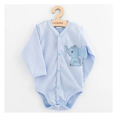 Dětské celorozepínací body s dlouhým rukávem New Baby Happy Elephant blue 56 (0 - 3 m)