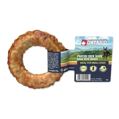 Pochuťka Ontario Protein kuře, žvýkací bagel 8,9cm, Small