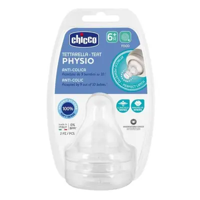 CHICCO Dudlík na láhev Perfect 5 fyziologický silikon, kaše 6 m +, 2 ks