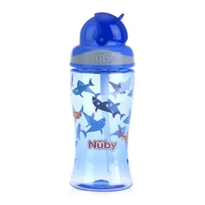 NUBY Hrnek netekoucí se sklápěcím brčkem 360 ml modrá