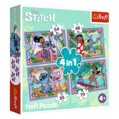 Trefl Puzzle Lilo&Stitch: Bláznivý den 4v1 (35,48,54,70 dílků)