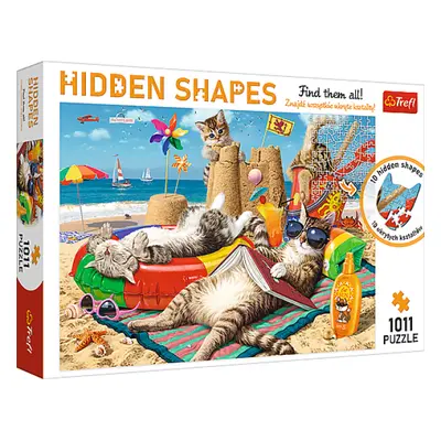 Trefl Puzzle 1000 Hidden Shapes - Kočky na pláži