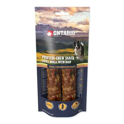 Pochoutka Ontario Protein hovězí, žvýkací rolka malá 2ks 12,7cm, Medium