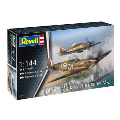 Plastic ModelKit letadlo 03771 - Supermarine Spitfire Mk.Ia & Hawker Hurricane Mk.I (1:144