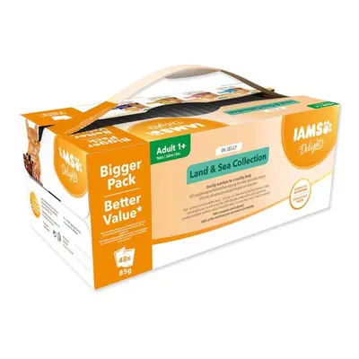 Kapsička IAMS Delights mořské a suchozem.maso v želé multipack (48x85g) 4080g