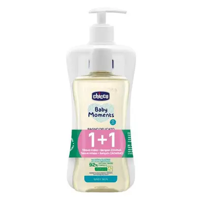 CHICCO Mléko tělové s dávkovačem Baby Moments 500 ml + Šampon Baby Moments 200 ml zdarma