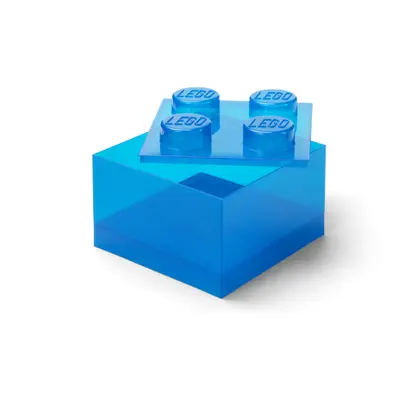 LEGO úložný box 4 s víkem - průhledná modrá