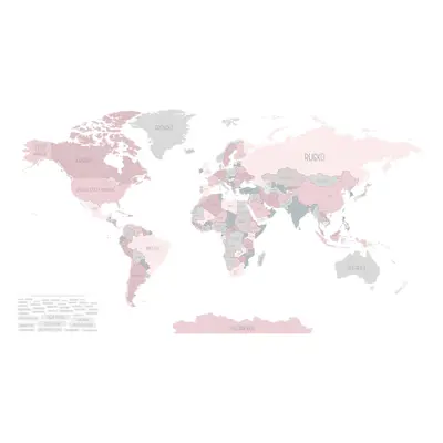 Yokodesign Tapeta Mapa světa růžová Délka: 250 cm