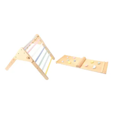 eliNeli Dřevěný Piklerové trojúhelník 59 cm set s montessori prknem - pastelový