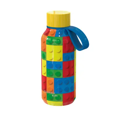 Quokka Nerezová termoláhev Solid Kids s poutkem Color Bricks 330 ml