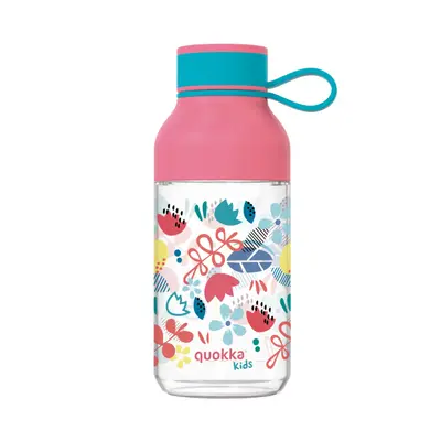 Quokka Plastová láhev Ice Kids s poutkem Flowers 430 ml