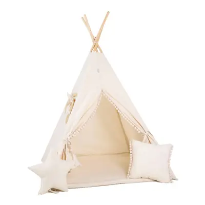 ELIS DESIGN Set teepee stan Krémový s bambulkami varianta: standard