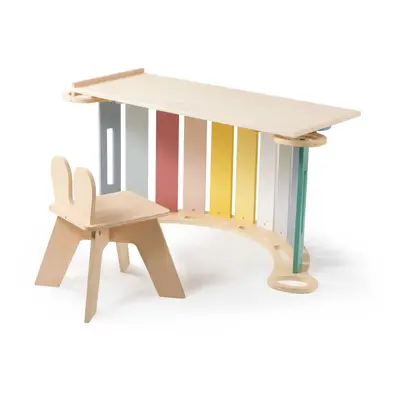 eliNeli Dřevěná montessori houpačka 100 cm 6v1 max s prknem a židlí - set pastel