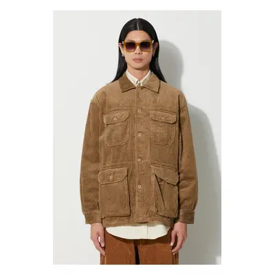 Manšestrová košile Engineered Garments Shirt Jacket hnědá barva, regular, s klasickým límcem, 23