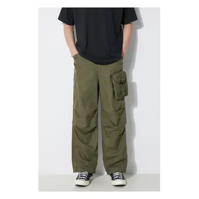 Kalhoty Maharishi M.A.L.I.C.E. M51 Cargo Pants Cotton Hemp Twill 28 pánské, zelená barva, jednod