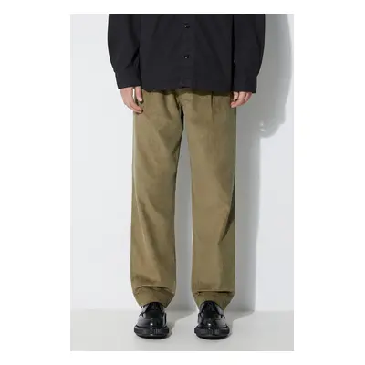 Manšestrové kalhoty Maharishi Loose Chino zelená barva, ve střihu chinos, 4568.OLIVE