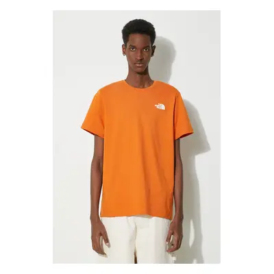 Bavlněné tričko The North Face M S/S Redbox Celebration Tee oranžová barva, s potiskem, NF0A87NV