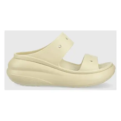 Pantofle Crocs Classic Crush Sandal dámské, béžová barva, na platformě, 207670