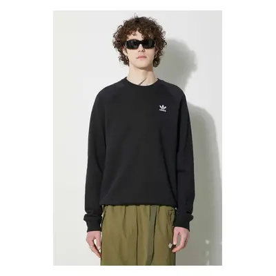 Mikina adidas Originals Trefoil Essentials Crewneck pánská, černá barva, s aplikací, IM4532