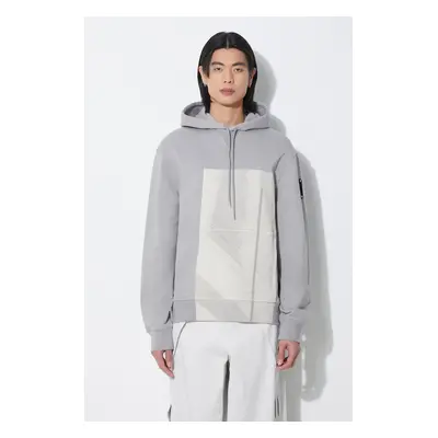 Bavlněná mikina A-COLD-WALL* Strand Hoodie pánská, šedá barva, s kapucí, s potiskem, ACWMW186