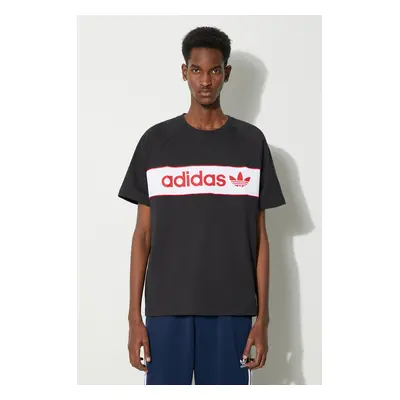 Bavlněné tričko adidas Originals černá barva, s potiskem, IS1404