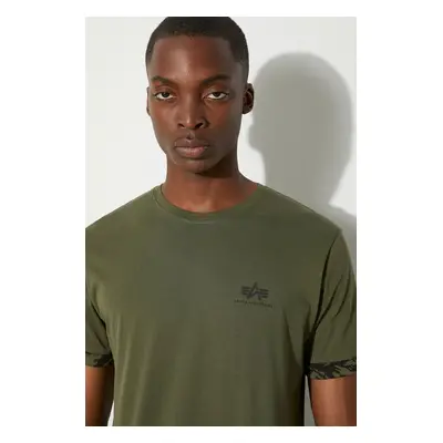 Bavlněné tričko Alpha Industries zelená barva, 106509.634-green