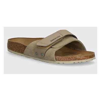 Semišové pantofle Birkenstock Oita dámské, béžová barva, 1028056