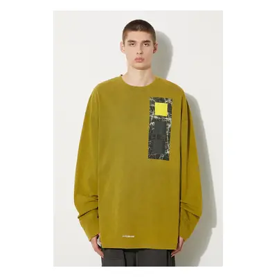 Bavlněné tričko s dlouhým rukávem A-COLD-WALL* Relaxed Cubist Longsleeve T-shirt ACWMTS098 MOSS 