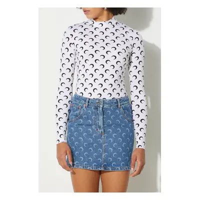 Džínová sukně Marine Serre Moon Laser Denim Mini Skirt modrá barva, mini, WSK057A