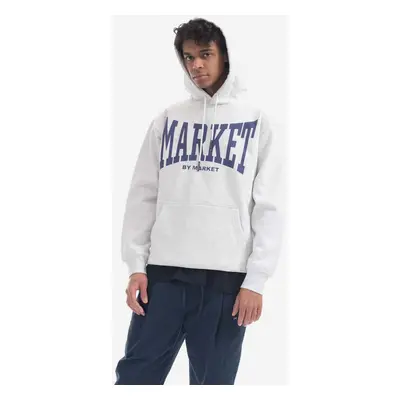 Bavlněná mikina Market Persistent Logo Hoodie pánská, šedá barva, s kapucí, s potiskem, 39700047