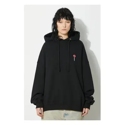 Bavlněná mikina Fiorucci Black Lollipop Patch Hoodie černá barva, s kapucí, s aplikací, M01FPSHO