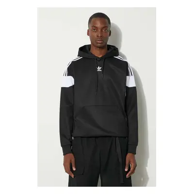 Mikina adidas Originals pánská, černá barva, s kapucí, vzorovaná, HS2065-black