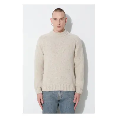 Vlněný svetr Universal Works VINCENT TURTLE NECK pánský, béžová barva, hřejivý, 29472