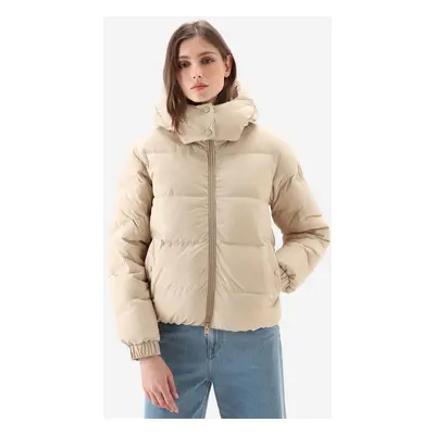 Péřová bunda Woolrich Eco Taslan Jacket CFWWOU0795FRUT3327 4377 dámská, béžová barva, zimní