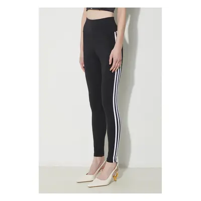 Legíny adidas Originals 3-Stripe Leggings dámské, černá barva, s aplikací, IP2968