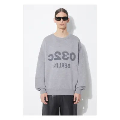 Vlněný svetr 032C Selfie Sweater pánský, šedá barva, SS24-K-1010