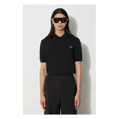 Bavlněné polo tričko Fred Perry černá barva, s aplikací, M6000.906