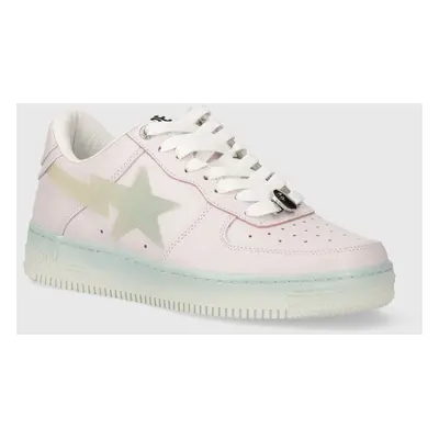 Kožené sneakers boty A Bathing Ape Bape Sta #5 M1 růžová barva, 1J80191054