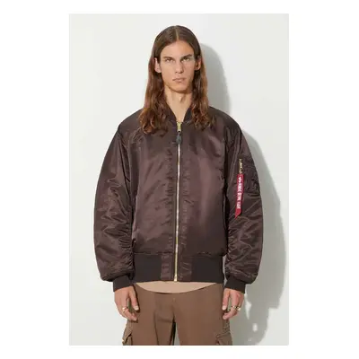 Oboustranná bomber bunda Alpha Industries MA-1 pánská, hnědá barva, přechodná, 100101.696