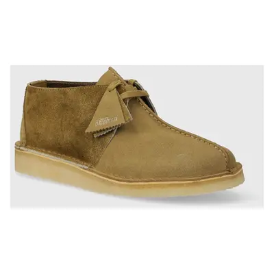 Semišové polobotky Clarks Originals Desert Trek pánské, zelená barva, 26176531