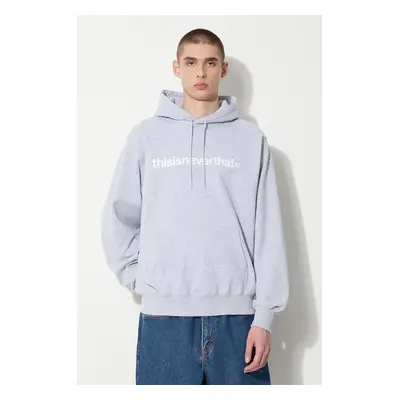 Bavlněná mikina thisisneverthat T-logo LT Hoodie pánská, šedá barva, s kapucí, s potiskem, TN240