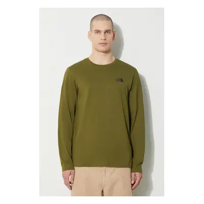 Tričko s dlouhým rukávem The North Face M L/S Simple Dome Tee zelená barva, s potiskem, NF0A87QN