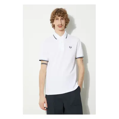 Bavlněné polo tričko Fred Perry Twin Tipped Shirt béžová barva, s aplikací, M12.300