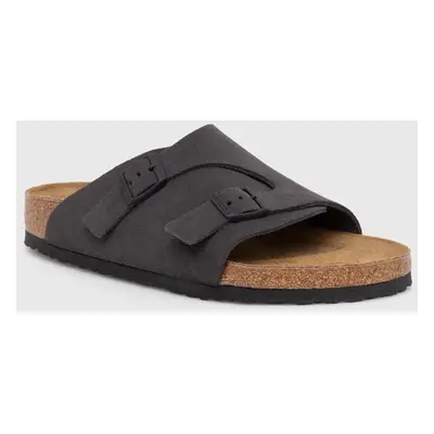 Semišové pantofle Birkenstock Zürich pánské, šedá barva, 1028586