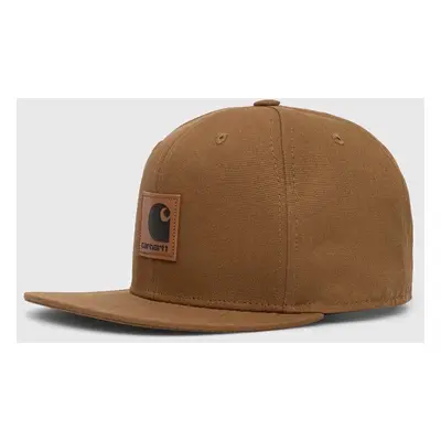 Bavlněná baseballová čepice Carhartt WIP hnědá barva, s aplikací