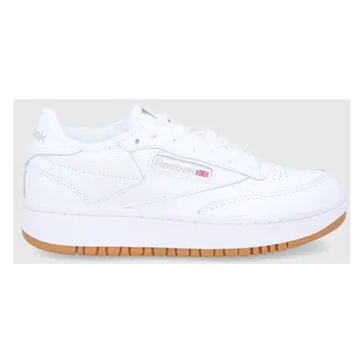 Kožené boty Reebok Classic Club C bílá barva, na plochém podpatku, FV5658.100001198