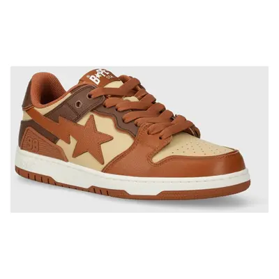 Kožené sneakers boty A Bathing Ape Bape Sk8 Sta #5 M1 hnědá barva, 1J80191059