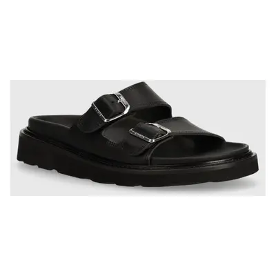 Kožené pantofle Kenzo Matto Mules dámské, černá barva, FE52MU040L62.99