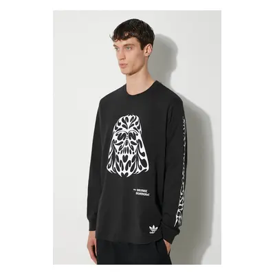 Bavlněné tričko s dlouhým rukávem adidas Originals Longsleeve černá barva, s potiskem, IV9471