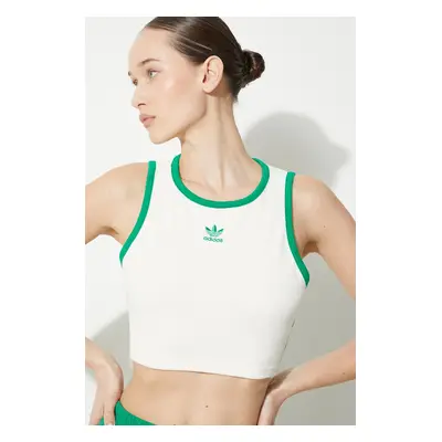 Top adidas Originals Terry Crop Tank dámský, béžová barva, JH0622